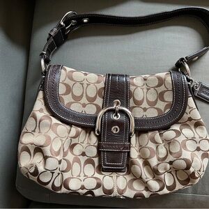 Coach Signature Soho Buckle Flap Handbag No. L1020-F15203 Brown Leather